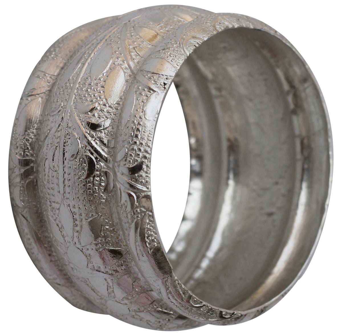 Napkin Rings in Bulk - Napkin Rings - Cast in Brass - Nickel Plated - Engraved Leafy & Floral Motifs - Dining Table Accessories